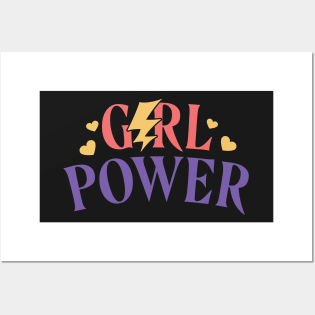 Girl Power Cute Social Distancing Purple Yellow FaceMask for Fierce Strong Girls Wall Art by gillys